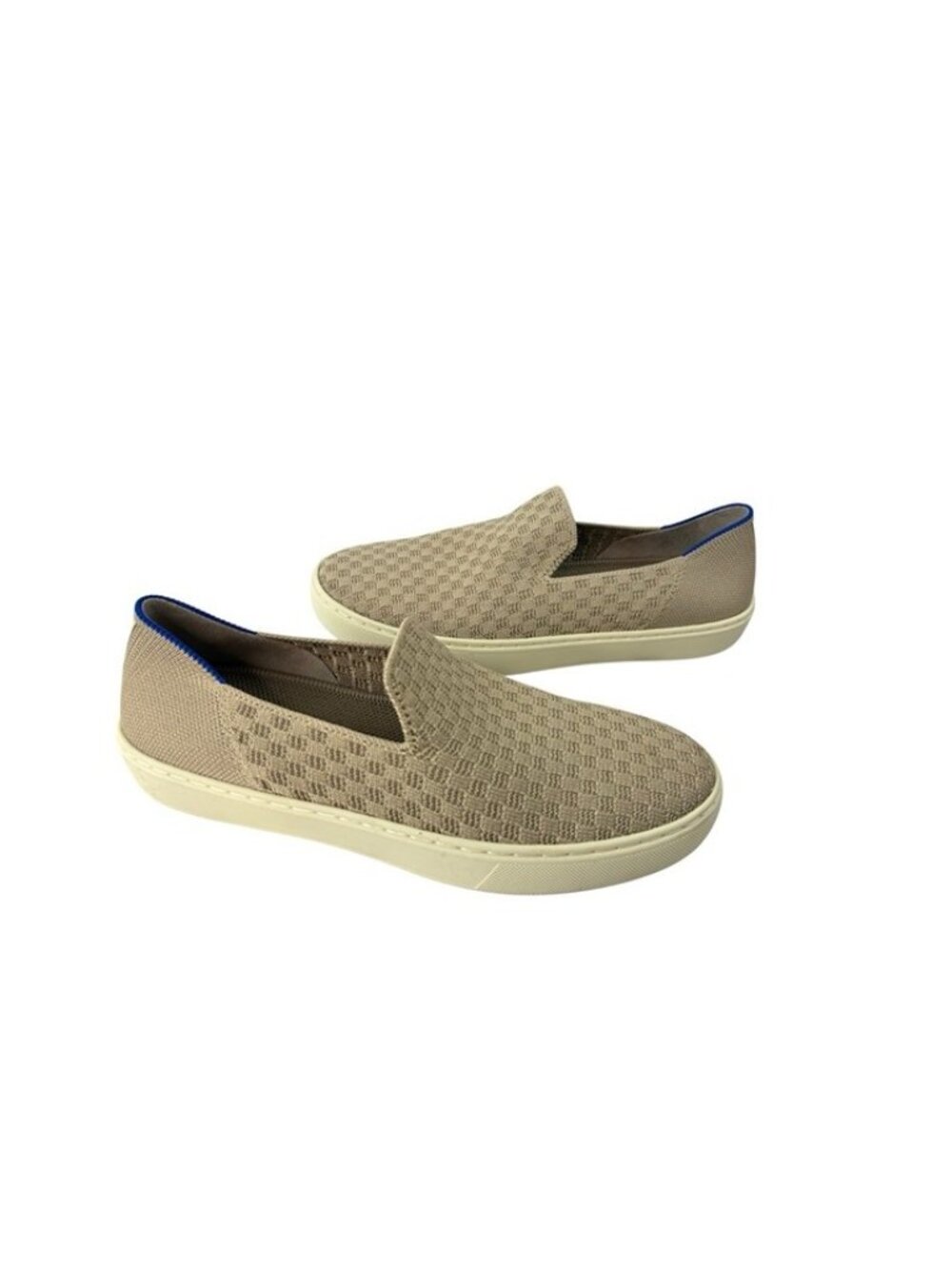 -Rothy's Womens The Original Slip On Sneaker Beige Knit Honeycomb Shoes Size 7
